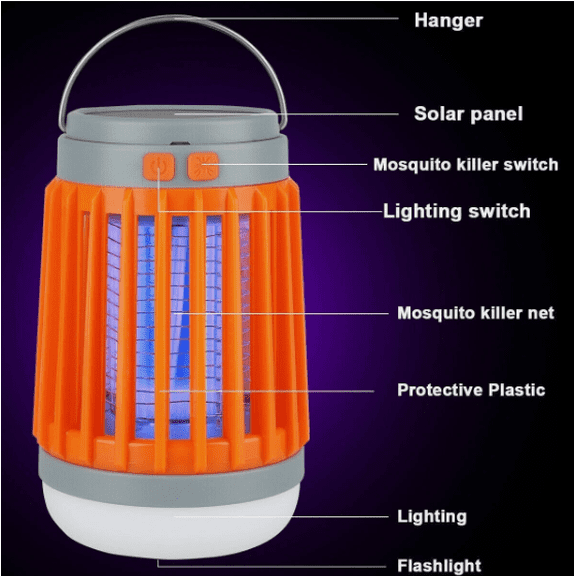 Solar USB Mosquito Killer Light Electronic Fly Bug Insect Zapper Trap Pest Control Lamp for Indoor & Outdoor Use