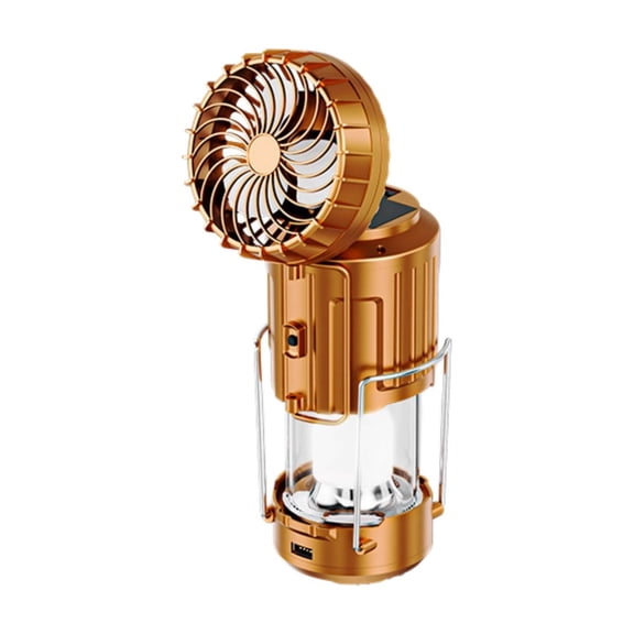 Solar USB Rechargeable 2 In 1 Camping Fan with LED Light Foldable Telescopic Portable Outdoor Air Circulator Lamp for Tent Fishing Backyard