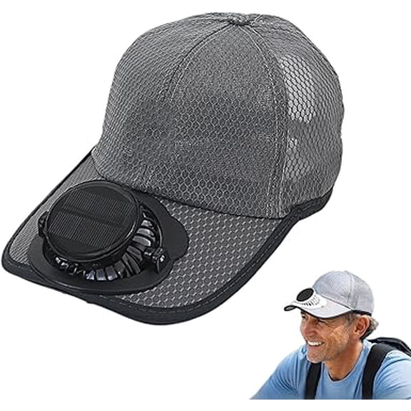 Solar & USB Rechargeable Baseball Cap, Breathable Sports Cap with Built-in Fan