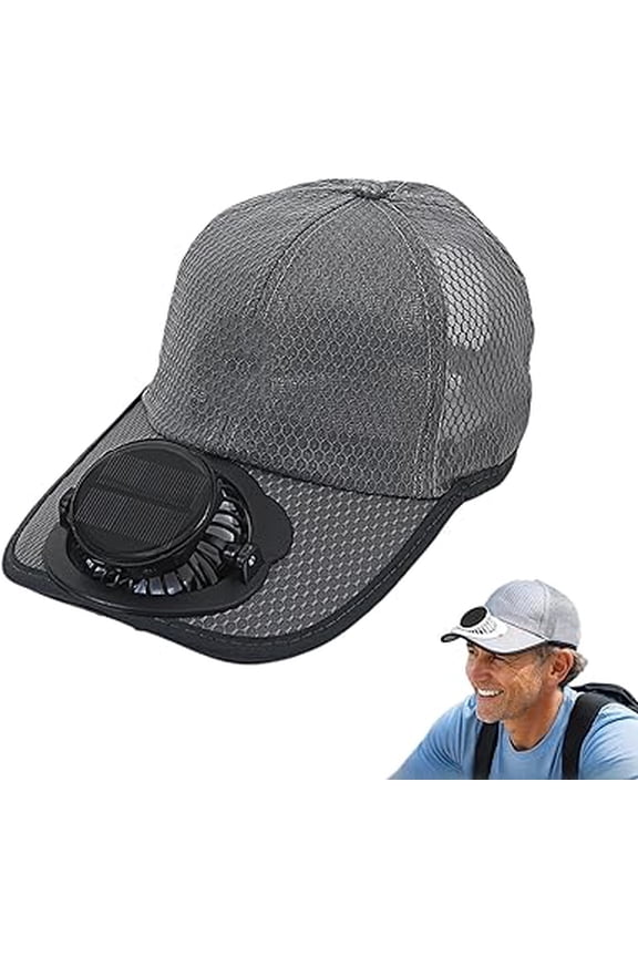Solar & USB Rechargeable Baseball Cap, Breathable Sports Cap with Built-in Fan