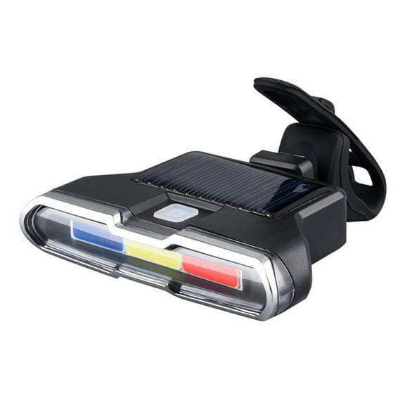 Solar USB Rechargeable Bicycle Tail Light with 7 Lighting Modes and Auto Night Sensor
