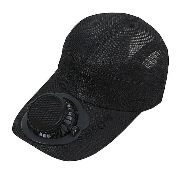 Solar & USB Rechargeable Fan Hat - Detachable Top 360° Rotating Cooling Hat, 650mAh Battery, 21.3in-23in Head Circumference, Breathable Polyester Mesh Sun Shade for Outdoor Sports