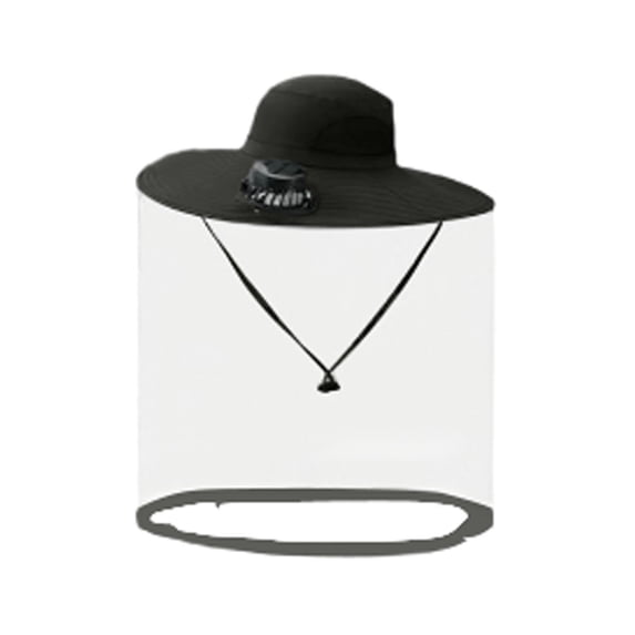 Solar & USB Rechargeable Summer Fan Hat with Single Fan, Sun Protection Mosquito Net/Face Shield, Wide Brim Outdoor Hat for Fishing/Camping/Work (Fit 56-58cm Head,Colour as Pictured)
