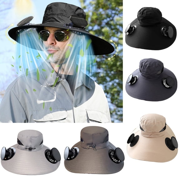 Solar/USB Rechargeable Wide Cooling Hat with Powerful Breeze - Adjustable Fit Summer Sun Protection for Outdoor Enthusiasts