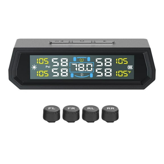 Solar/USB Tire Pressure Monitoring System LCD Display Wireless TPMS Waterproof