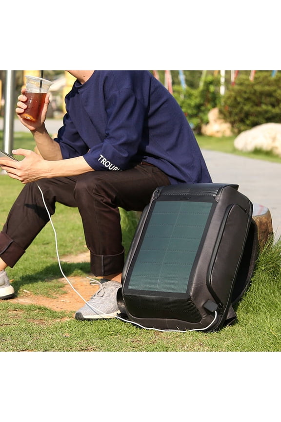 Solar USB charging Backpack,Black