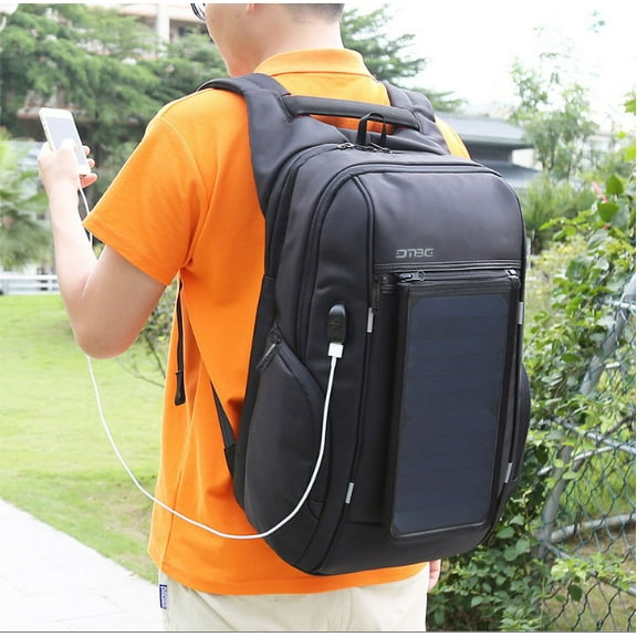 Solar USB rechargeable backpack,Black