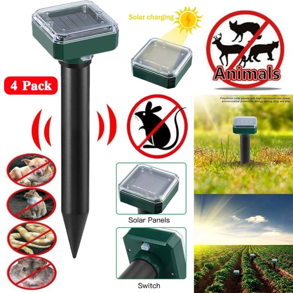 Solar Ultrasonic Animal Repellent,Electronic Ultrasonic Solar Animal Repeller,for Repelling Rabbits,Squirrel,Fox,Snakes,Mouse,Birds