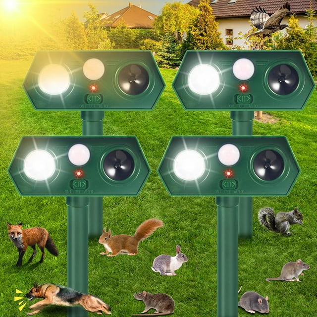 Solar Ultrasonic Repellent Outdoor Cat Squirrel Skunk Dog Repellent for