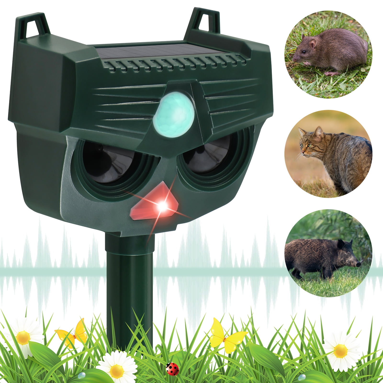 Solar Ultrasonic Repeller 1800mAh Rechargeable Ultrasonic Cat