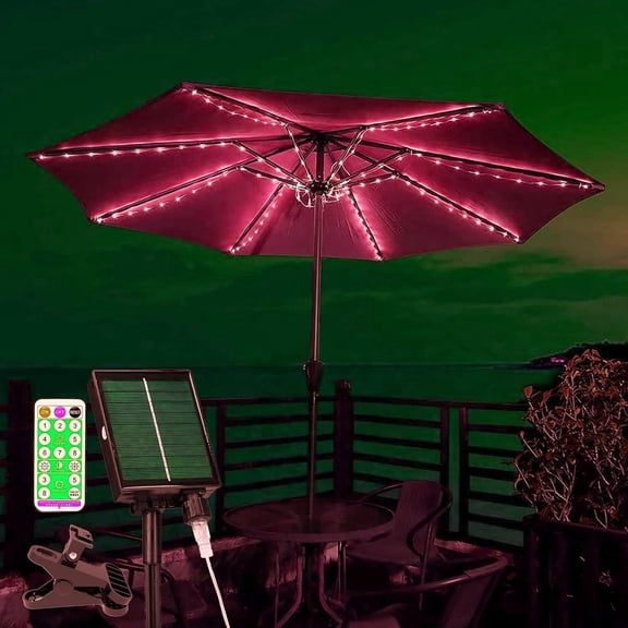 Solar Umbrella Light, Umbrella Fairy Lights with 104 LEDs Lights and Remote Control 8 Modes Waterproof Camping Tents Outdoor and Indoor Decorative Light