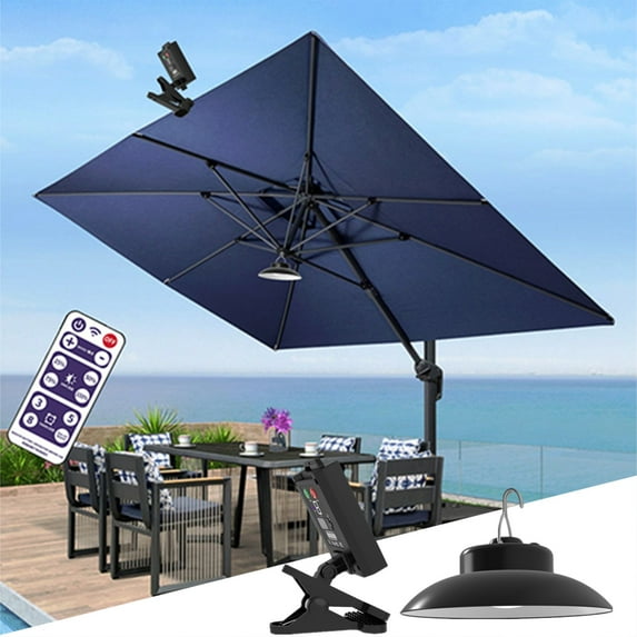 Solar Umbrella Lights Outdoor | Remote Control Timer, Solar Powered Patio LED String Lights for 6-10ft Umbrellas, Waterproof Clip-On Design, Black, Easy Install for Garden Party Camping Decor