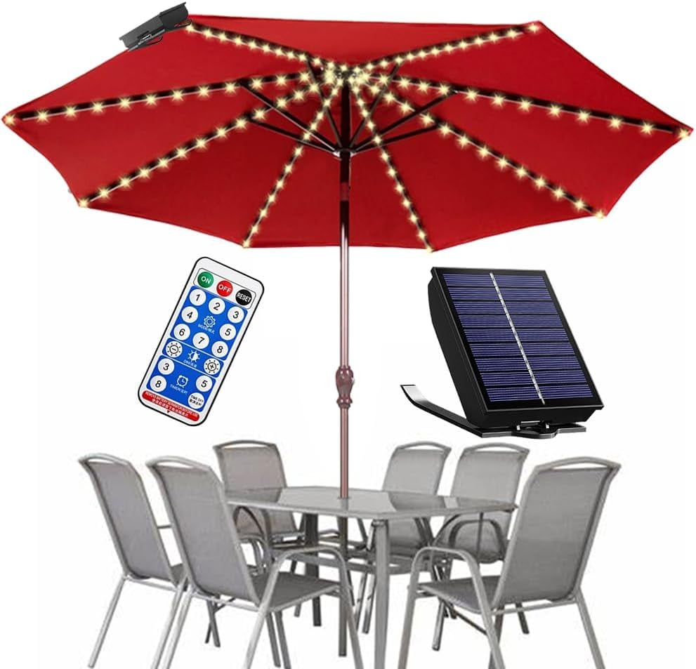 Solar Umbrella Lights Outdoor, Waterproof Solar Powered Patio Umbrella