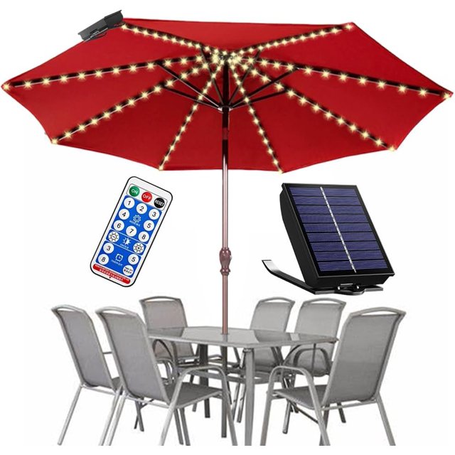 Solar Umbrella Lights Outdoor, Waterproof Solar Powered Patio Umbrella