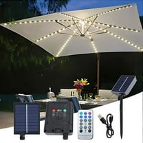Solar Umbrella Lights with Remote, 8 Modes LED String Light for Patio Umbrella, Beach Sun Shading, Waterproof Outdoor Tent Lighting, USB Rechargeable, IP44 Protection, Fits 6-10ft Umbrellas