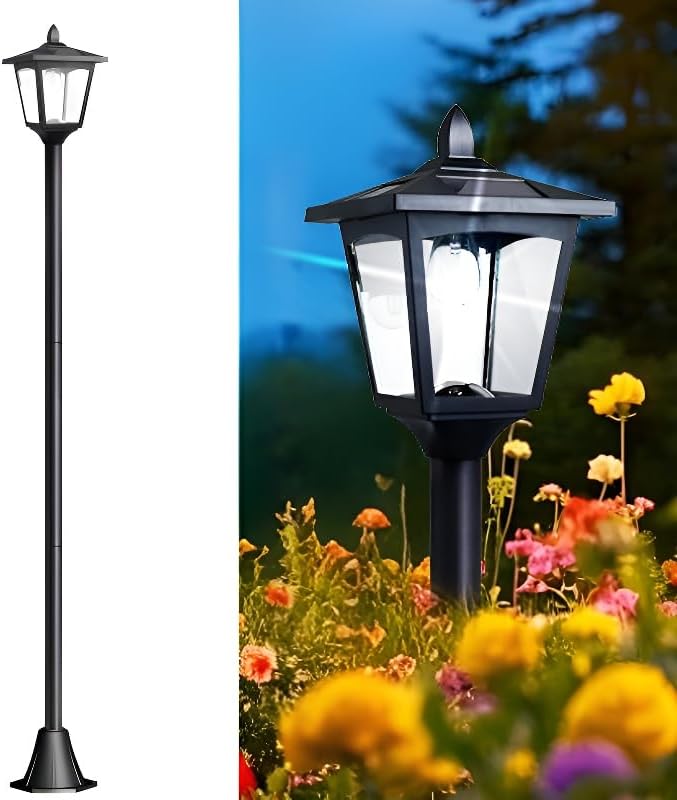 Solar Vintage Street Lamp Post Light Outdoor  67" Adjustable Height, IP65 Waterproof, Dusk to Dawn LED, Energy-Efficient for Garden, Patio, Pathway & Driveway