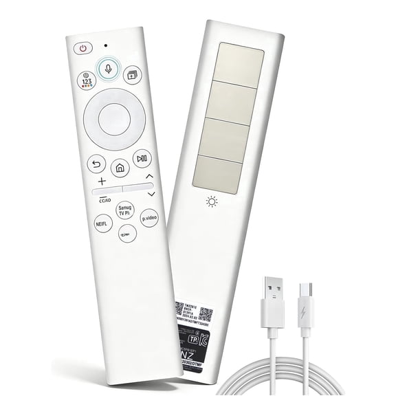 Solar Voice Replacement Remote Compatible with Samsung Frame Smart TVs, BN59-01391A, Bluetooth Rechargeable Control for Neo QLED 4K/8K TVs 2021–2026, 4 Shortcut Keys, White