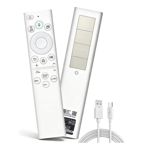 Solar Voice Replacement Remote Compatible with Samsung Frame Smart TVs, BN59-01391A, Bluetooth Rechargeable Control for Neo QLED 4K/8K TVs 2021–2026, 4 Shortcut Keys, White