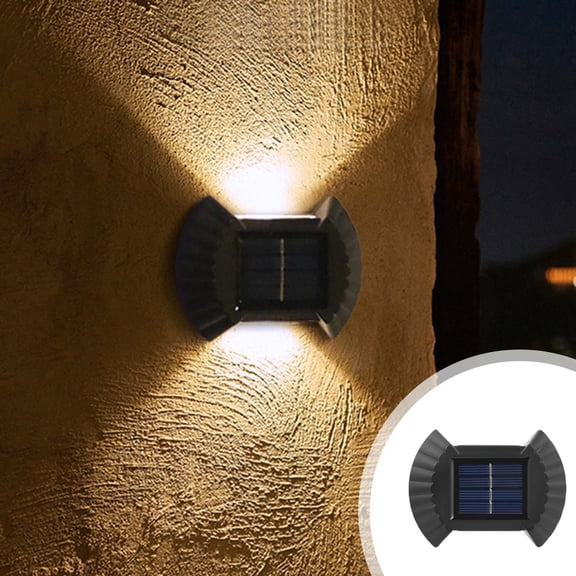 Solar Wall Light, Outdoor Solar Up and Down Light Waterproof Fixture, Solar Decorative Light for Garden or Yard, Solar Powered Fence Lighting for Patio or Walkway (Black)