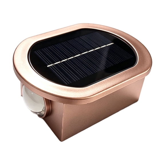 Solar Wall Light Outdoor Waterproof Wall Washer for Courtyards, Balconies, Staircases with Up - and - Down Lighting, Elegant Design,Rose Gold