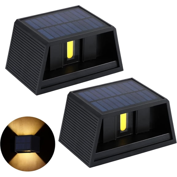 Solar Wall Lights 2 Pack Warm Up Down Adjustable Beam Dusk to Dawn Outdoor Flood Lights, Waterproof Yard Lamps for Exterior, Wall, Deck, Garage