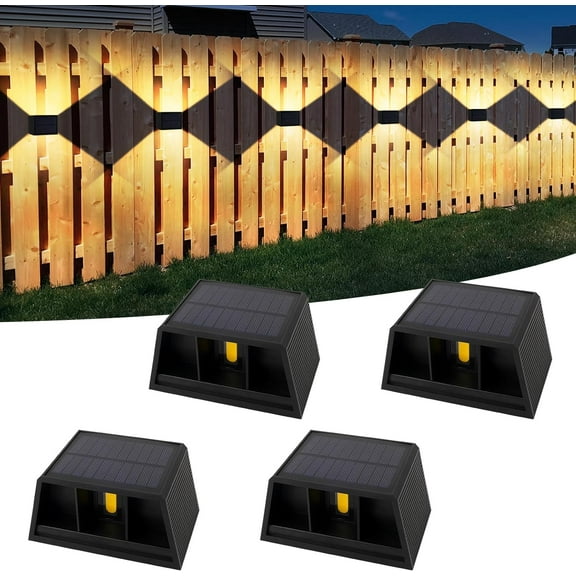 Solar Wall Lights 4 Pack Warm Up Down Adjustable Beam Dusk to Dawn Outdoor Flood Lights, Waterproof Yard Lamps for Exterior, Wall, Deck, Garage