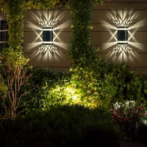 Solar Wall Lights Outdoor Decorative Solar Fence Lights, Waterproof Solar Deck Lights, Outdoor Garden Decorative Lights, Auto On/Off for Front Door, Patio, Pool, yard, Step, Warm White
