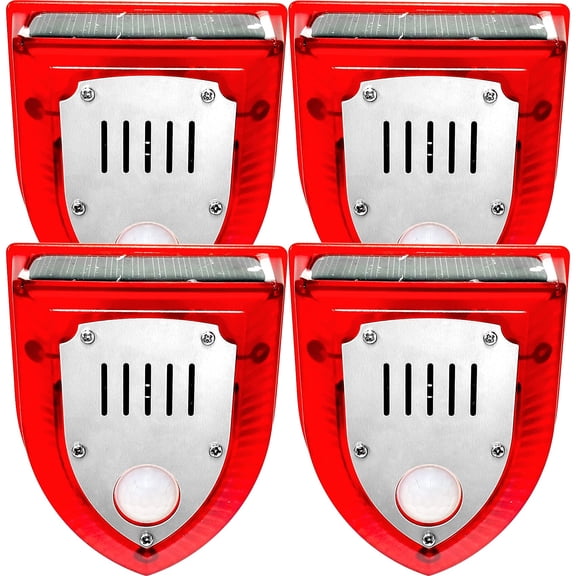 Solar Warning Light Sensitive 129dB Security Alarm Light Gunshot Sounds & Dog Barking Strobe Alerts Light with Motion Sensor for Farm Barn Yard