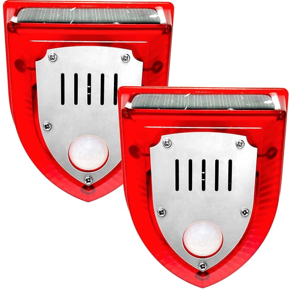 Solar Warning Light Sensitive 129dB Security Alarm Light Gunshot Sounds & Dog Barking Strobe Alerts Light with Motion Sensor for Farm Barn Yard