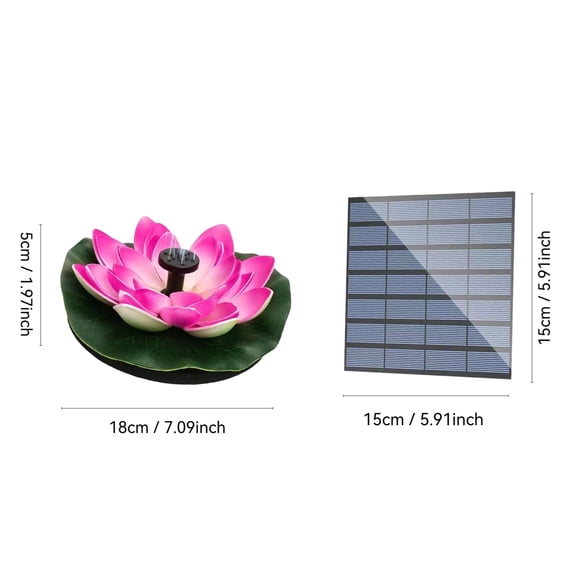 Solar Water Fountain 15Cm Lotus Flower Design - Automatic Outdoor Floating Sprinkler for Backyard Pond and Pool - Eco-Friendly Solar Pump with 6 Nozzle Styles