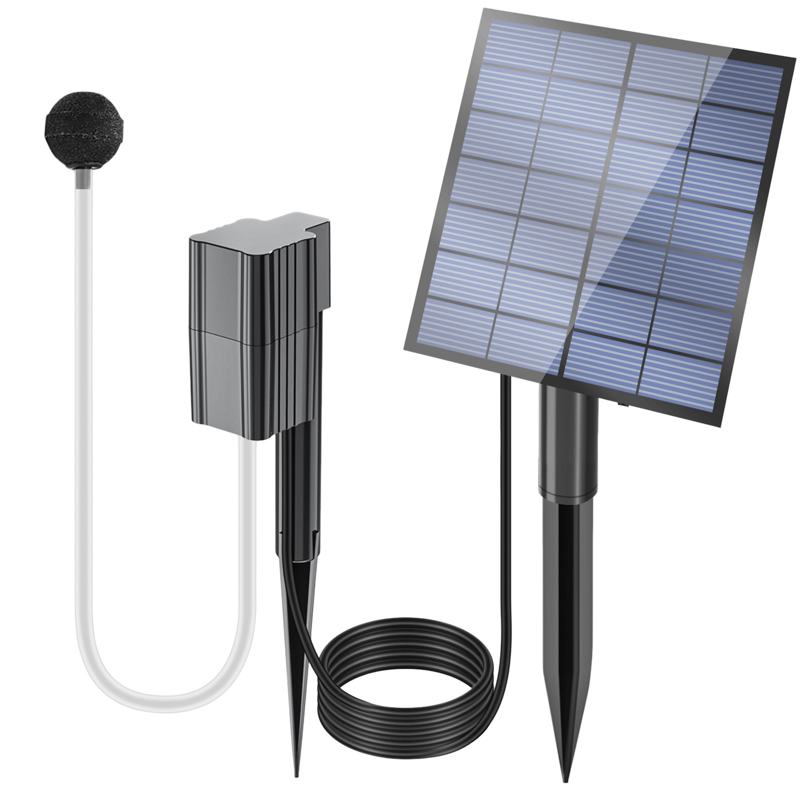 Solar Water Pump Solar Pond Aerator with Air Hose and Bubble Stone 7V/2.5W Aquarium Oxygen Aerator Air Pump Solar Powered Pond Oxygenator Efficient for Outdoor Fish Pond Stock Tank Aquarium