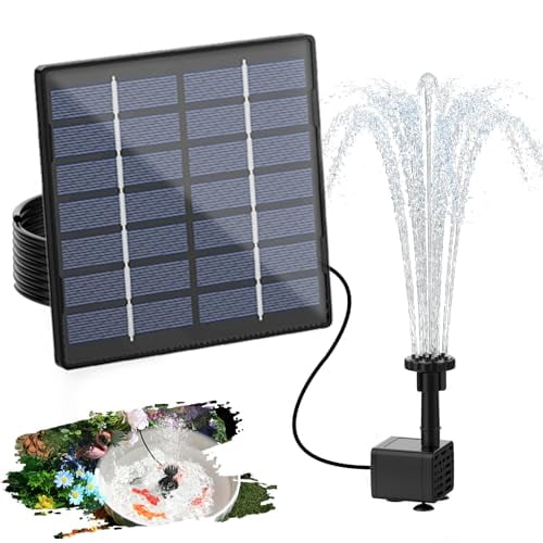 Solar Water Pump for Outdoor Features,2024 Upgraded DIY Fountain Kit With 6 Nozzles,9.8ft Power Cord,for Bird Bath,Ponds,Garden,Fish Tank