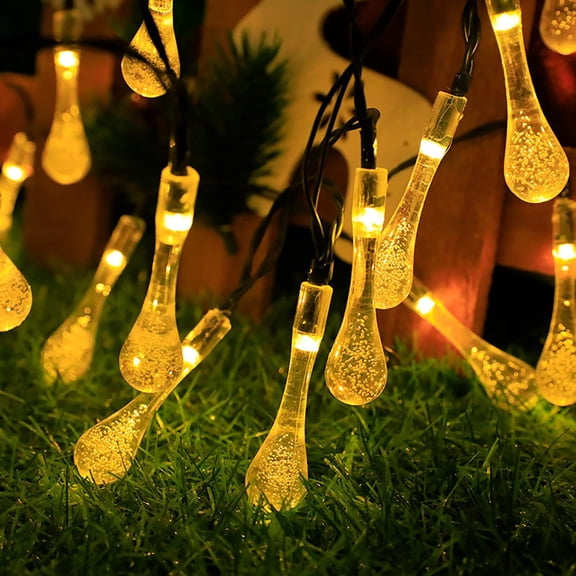 Solar Waterdrop String Lights Waterproof,4.8M 20LED Teardrop Solar Raindrop Fairy Decorative Light 8Mode for Outdoor Tent Garden Lawn Yard Wedding Party Christmas Tree Decoration