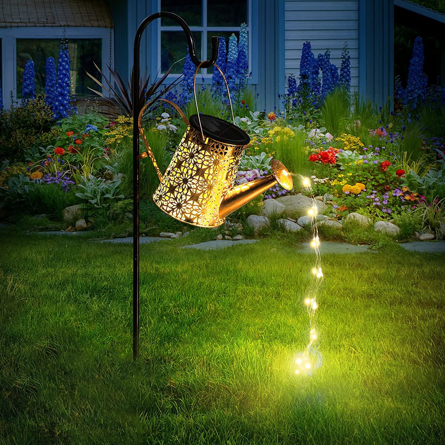 Solar Watering Can with Lights, Outdoor Garden Decor Waterproof Solar ...