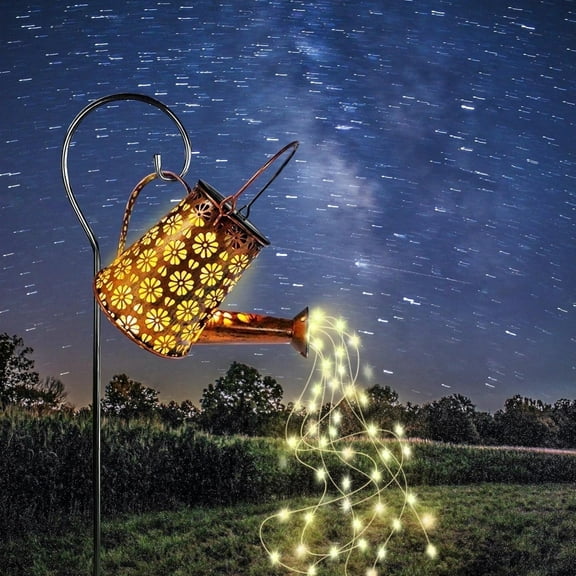 Solar Watering Can Lights Outdoor - Waterfall Cascading LED, Waterproof Garden Decor, Solar-Powered Hanging Lantern with DIY Bendable String Lights,yard decorations outdoor,Gardening Gifts for Mom Gr