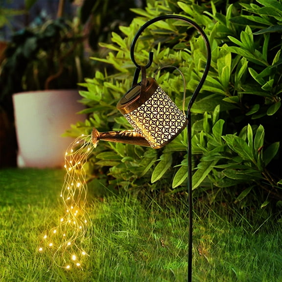 Rirool Solar Watering Can with Lights, Hanging Solar Waterfall LED, Waterproof Outdoor Garden Dcor for Patio, Yard, Walkway, Birthday, Wedding Gift