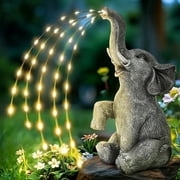 Solar Watering Elephant Statue, Outdoor Garden Decor with Twinkling Lights, Gift for Mom, Grandma, Wife in Garden & Patio