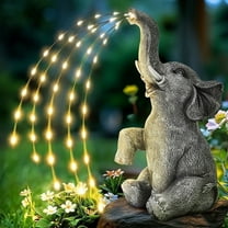 Solar Watering Elephant Statue, Outdoor Garden Decor with Twinkling Lights, Gift for Mom, Grandma, Wife in Garden & Patio