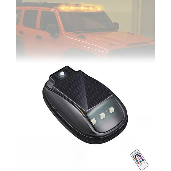 Solar Waterproof Cab Roof Lights with Remote Control, 2026 Upgrade Solar Cab Lights for Trucks, Solar Car Roof RGB Strobe Light with Remote Control, 8 Colors Car Roof Marker Light(1pc)