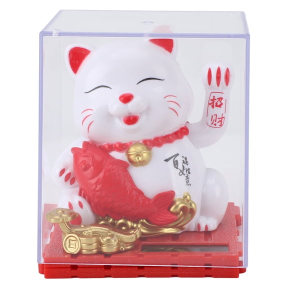 Solar Waving Cat, Lucky Fortune Ornament for Home Car, Eco,Friendly, No Batteries, 85,100 Characters