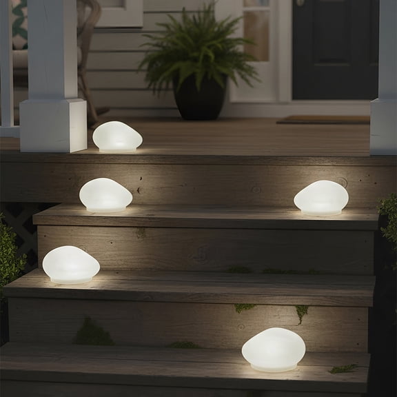 Solar White Rock Light Outdoor Decor