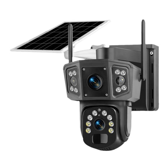 Solar WiFi Security Camera with Dual Lens Outdoor Color Night with PIR Detection Auto Tracking IP Camera Surveillance