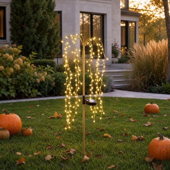Solar Willow Branch Stake Lights 120LED Auto Sensor Waterproof for Outdoor Garden Path Decoration