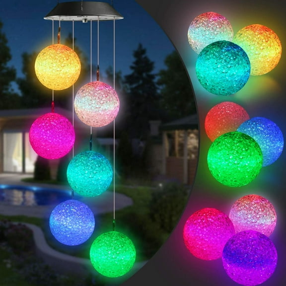 Solar Wind Chime, Color Changing Ball Wind Chimes, LED Decorative Mobile, Gifts for Mom Grandma, Waterproof Outdoor Solar Lights for Garden, Patio, Party, Yard, Window, Outdoor Decorations