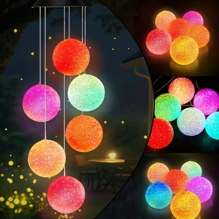 Solar Wind Chime,Solar Color Changing Crystal Ball Wind Chimes,Outdoor Decor for Patio Yard Garden Home,Gifts for Women Birthday