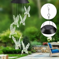 Solar Wind Chime Light, EpicGadget Solar Powered Color Changing LED Hanging Hummingbird Wind chime Light for Outdoor Indoor Gardening Yard Pathway Decoration (Clear Wing)