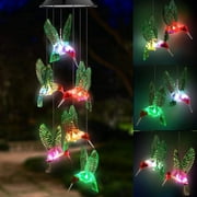 Epicgadget Solar Wind Chime Light, Solar Light Color Changing Outdoor Decorative Lights Pathway Decoration (Green Hummingbird)