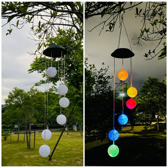 Solar Wind Chime Outside Color Changing Ball Wind Chimes, Led Mobile Solar Lamp for Mom Grandma Waterproof Outdoor Solar Lights for Garden Patio Party Yard Window Decorations