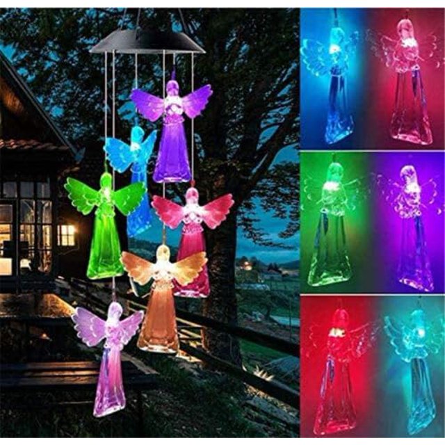 Solar Wind Chime Outside Color Changing Wind Chimes, LED Mobile Solar