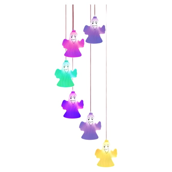 Solar Wind Chime, Solar Powered Wind Chimes, 33 Inch Led Solar Lights Outdoor Waterproof, Decorative Color Changing Ghost Hanging Solar Lights for Outside Garden Patio Yard, 1